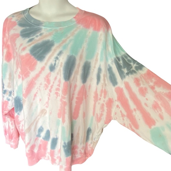 American Eagle Oversized Tie Dye Fleece Sweatshirt Womens Size XXL Jegging Fit - Picture 3 of 8
